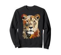 Patchwork Lionne Boho Animal Collage Quilt Art Graphic Sweatshirt