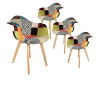 Chaise Altobuy PATCHWORK - Lot de 4 Fauteuils Scandinaves Multicolore -