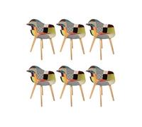 PATCHWORK - Lot de 6 Fauteuils Scandinaves Multicolore -