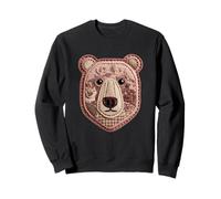 Patchwork Ours Polaire Floral Animal Boho Folk Art Graphique Sweatshirt