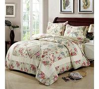Patchwork Plaid Couvre-lit Boutis King Size Matelassé Couette Dessus De Lit 3pcs 100% Coton Fleurs Literie Multifunction Four Seasons Couverture 230 X 250cm with 2 Pillowcase 50 X 70cm