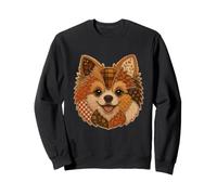 Patchwork Poméranie Rustique Automne Chien Quilt Art Graphic Sweatshirt