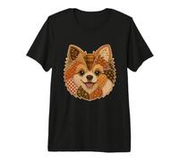 Patchwork Poméranie Rustique Automne Chien Quilt Art Graphic T-Shirt Haut de Gamme