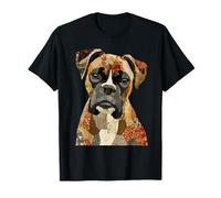 Patchwork Rustique Boxer Chien Boho Collage Quilt Art Graphic T-Shirt