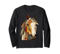 Patchwork Rustique Cheval Boho Animal Collage Quilt Art Graphic Manche Longue