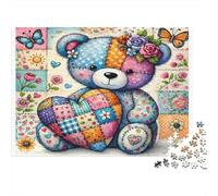 Patchwork Teddy Bear Colourful Patchwork Teddy Bear 1000 Pieces Adult Jigsaws for Adults & Kids Fun Rainy Day Activity 38x26cm/1000pcs