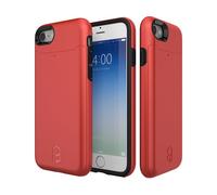 Coque pour iPhone 7 LEVEL Card Edition avec bumper et porte-cartes - Rouge Patchworks