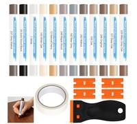 Pate a Bois Rebouchage, Kit de Réparation Parquet 12 Couleurs, Kit Reparation Carrelage avec Spatule et Ruban de Masquage pour Sol Stratifié/Vinyle et Meubles en Bois, Répare Rayures Fissures Trous