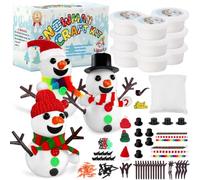 Pâte à Modeler de Noël pour Enfants, 9Pcs Pate à Modeler Autodurcissante pour Bonhomme de Neige, DIY Pate Autodurcissante avec Accessoires, Kits de Bricolage de Noël pour Enfants de 3 Ans et Plus