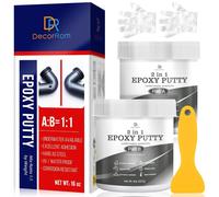 Pâte À Modeler Époxy-Kit De Réparation Piscine Epoxy Bicomposant,Sous L'eau Ou Au-Dessus,Réparation Des Fuites,Fissures,Remplissage,Sculpture,Colle Époxy Pour Métal,Céramique (Gris,450 G)