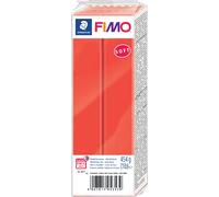 Staedtler FIMO Soft, Pâte à modeler rouge indien durcissant au four, Pour débutants et artistes, Souple et facile à démouler, Pain de 454 grammes, 8021-24