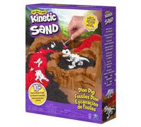Kinetic Sand Sable Magique - Fossiles De Dinosaures 454 G + 2 Accessoires - 10 Os Cachés - Sculptez à l'Infini ce Sable Coloré comme de la Pâte à Modeler - Jouet Sensoriel - Jouet Enfant 6 Ans Et +