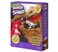 Kinetic Sand Sable Magique - Fossiles De Dinosaures 454 G + 2 Accessoires - 10 Os Cachés - Sculptez à l'Infini ce Sable Coloré comme de la Pâte à Modeler - Jouet Sensoriel - Jouet Enfant 6 Ans Et +