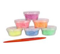 Kit Pâte à modeler extra légère - microbilles de mousse - multicouleur (6 pots 25ml + outil) Crépito - rose,rouge,orange,jaune,bleu,vert Multicolore