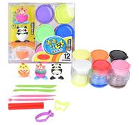 Pâte à modeler multicolore, boue douce, outils de bricolage, ensemble de jouets en argile colorée pour enfants, projets artistiques, 12 argiles, 2 moules d'impression, 2 couteaux