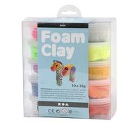 Pâte à modeler perlée - FOAM CLAY - Lot de 10 - 10 x 35 g - Couleurs assorties - Auto-durcissante à l'air libre