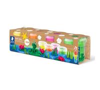 Staedtler Pâte à modeler Noris junior 813F SLE – Lot 4 pots Néon 130 g Super doux Non adhésif