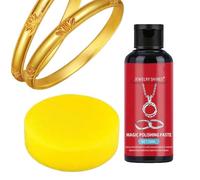 Pâte À Polir Pour Bijoux En Argent - 50ml Nettoyant Métal avec Éponge | Pâte pour Entretien Bijoux Élimination Rayures Colliers Bagues Chaînes Jade | Soin des Rayures sur Métaux