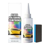 Pâte à polir pour pare-brise - 100 g - Émulsion anti-pluie avec éponge - Décapant de film d'huile pour vitres intérieures et extérieures, miroirs, détails de peinture, verrerie extérieure