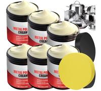 Pâte à polir universelle pour métaux (acier inoxydable, cuivre et laiton), nettoyant multi-usages pour éviers, casseroles, robinetterie chromée, etc. Non abrasif, avec éponge (6PCS)