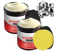 Pâte à polir universelle pour métaux (acier inoxydable, cuivre et laiton), nettoyant multi-usages pour éviers, casseroles, robinetterie chromée, etc. Non abrasif, avec éponge (2PCS)