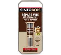SINTOBOIS - Répare Vite Spécial Bois Cassés - Mastic Epoxy Spécial Bois - Idéal Pour une Réparation d'Urgence - Durcit en 5 min - Bois Clair - Technique Professionnelle - 60 g