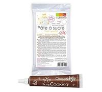 Pâte à sucre blanche arôme vanille 250 g + Stylo chocolat