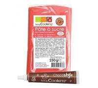 Pâte à sucre corail 250 g + Stylo chocolat Scrapcooking