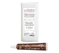 Pâte à sucre de couverture blanche 500 g + 1 Stylo chocolat