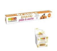 Pâte à sucre en rouleau Ø 36 cm orange + paillettes dorées