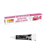 Pâte à sucre en rouleau Fuchsia 430 g + Stylo de glaçage noir