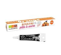 Pâte à sucre en rouleau orange Ø 36 cm + Stylo de glaçage noir