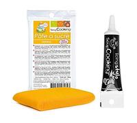 Pâte à sucre orange 100 g + Stylo de glaçage noir