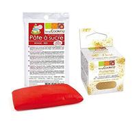 Pâte à sucre rouge 100 g + paillettes dorées