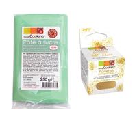 Pâte à sucre vert d'eau 250 g + paillettes dorées Scrapcooking