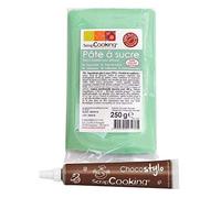 Pâte à sucre vert d'eau 250 g + Stylo chocolat