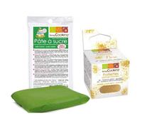 Pâte à sucre vert foncé 100 g + paillettes dorées