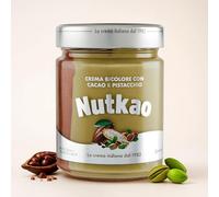 Pâte à tartiner bicolore pistache et cacao - crème à tartiner italienne onctueuse aux noisettes - pâte sucrée gourmande 330g