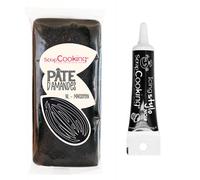 Pâte d'amande noire 200 g + Stylo de glaçage noir Scrapcooking