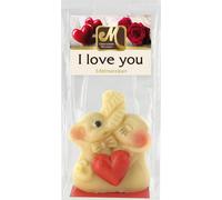 Pâte d'amande Odenwälder deux éléphants qui s'embrassent avec un cœur I Love You 60g
