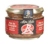 Pâté de campagne au piment d'Espelette Label Rouge, bocal verre 180 g, recette traditionnelle sans colorant ni conservateur - Lot de 3