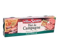 Pate de campagne pur porc WILLIAM SAURIN, 3x78g