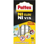 Pattex Ni Clou Ni Vis pâte de fixation, pastilles adhésives repositionnables blanches faciles à enlever, pâte collante pré-découpée pour papier, poster, décoration légère - 65 pastilles