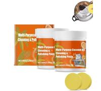 Pâte de nettoyage et de polissage multi-usages à l'huile de noix de coco,pâte de nettoyage de cuisine, nettoyant pour graisse de cuisine, pâte de nettoyage à l'huile de noix de coco en acier (2pcs)