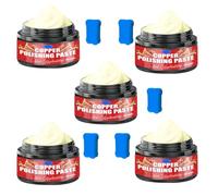 Pâte de polissage en laiton et cuivre avec éponge, dissolvant de ternissement anti-rayures pour instruments, kit de nettoyage des métaux pour la santé et la maison (5PCS)