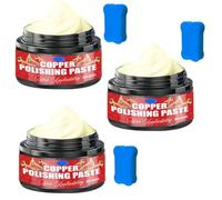 Pâte de polissage en laiton et cuivre avec éponge, dissolvant de ternissement anti-rayures pour instruments, kit de nettoyage des métaux pour la santé et la maison (3PCS)
