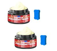 Pâte de polissage en laiton et cuivre avec éponge, dissolvant de ternissement anti-rayures pour instruments, kit de nettoyage des métaux pour la santé et la maison (2PCS)