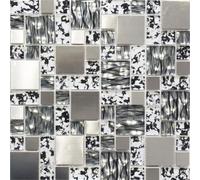 Pâte de Verre Noir Mélange Cuisine Wc Mur Miroir Mosaïque Art: WB88-0203 1 Mat