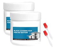 Pâte décapante puissante pour résidus brûlés sur les ustensiles de cuisine, nettoyant de cuisine multi-usages haute performance, film de nettoyage noir pour le fond des casseroles. (2Pièce)
