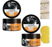 Pâte nettoyante polyvalente pour l'intérieur de la voiture,cuir,crème nettoyante pour tissus en plastique pour sièges,rembourrage du tableau de bord,détachant en profondeur,restaure la brillance (2)
